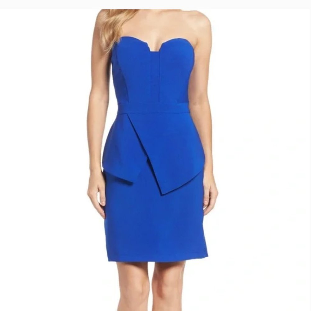 NWT Adelyn Rae Strapless Peplum Dress | Size S